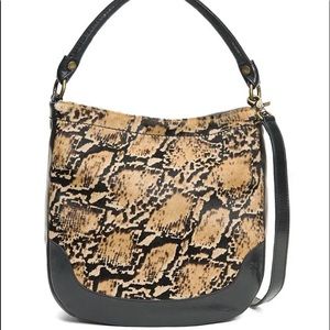 Frye Snake Pattern Hobo Bag - Black and Tan
